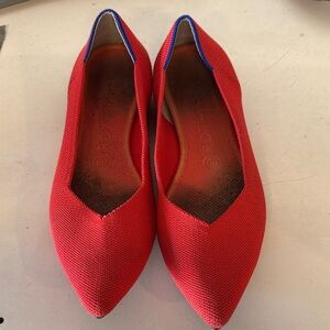 Rothy's Red Pointed Knit Ballet Flats